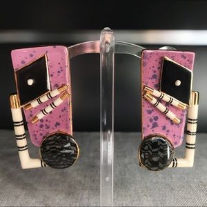 Vintage Jewelry - ❌SOLD❌ Vintage 80s Deco Modern Porcelain Earrings Vintage Jewelry - ❌SOLD❌ Vintage 80s Deco Modern Porcelain Earrings
